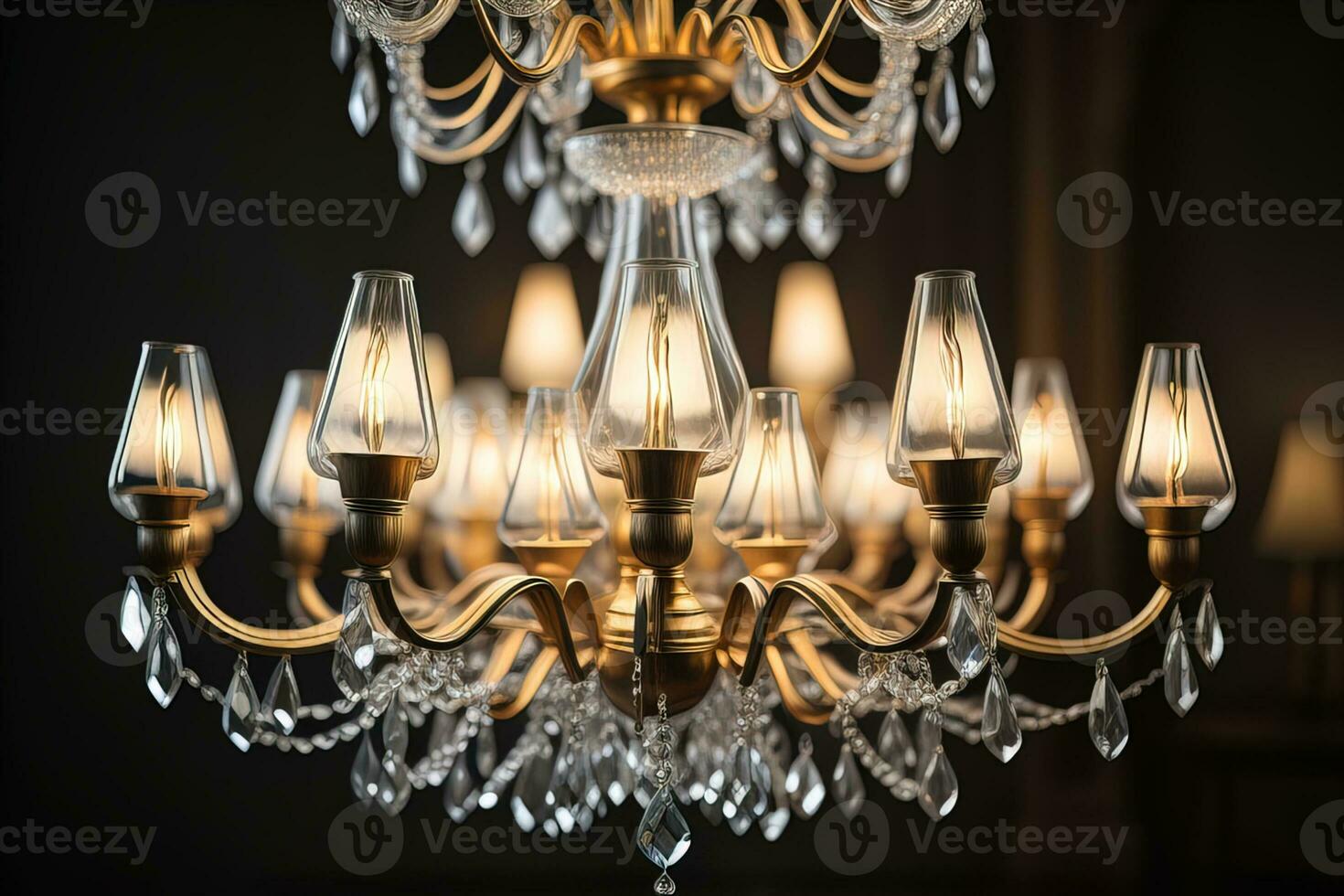 Luxury chandelier isolated on dark background. ai generative photo
