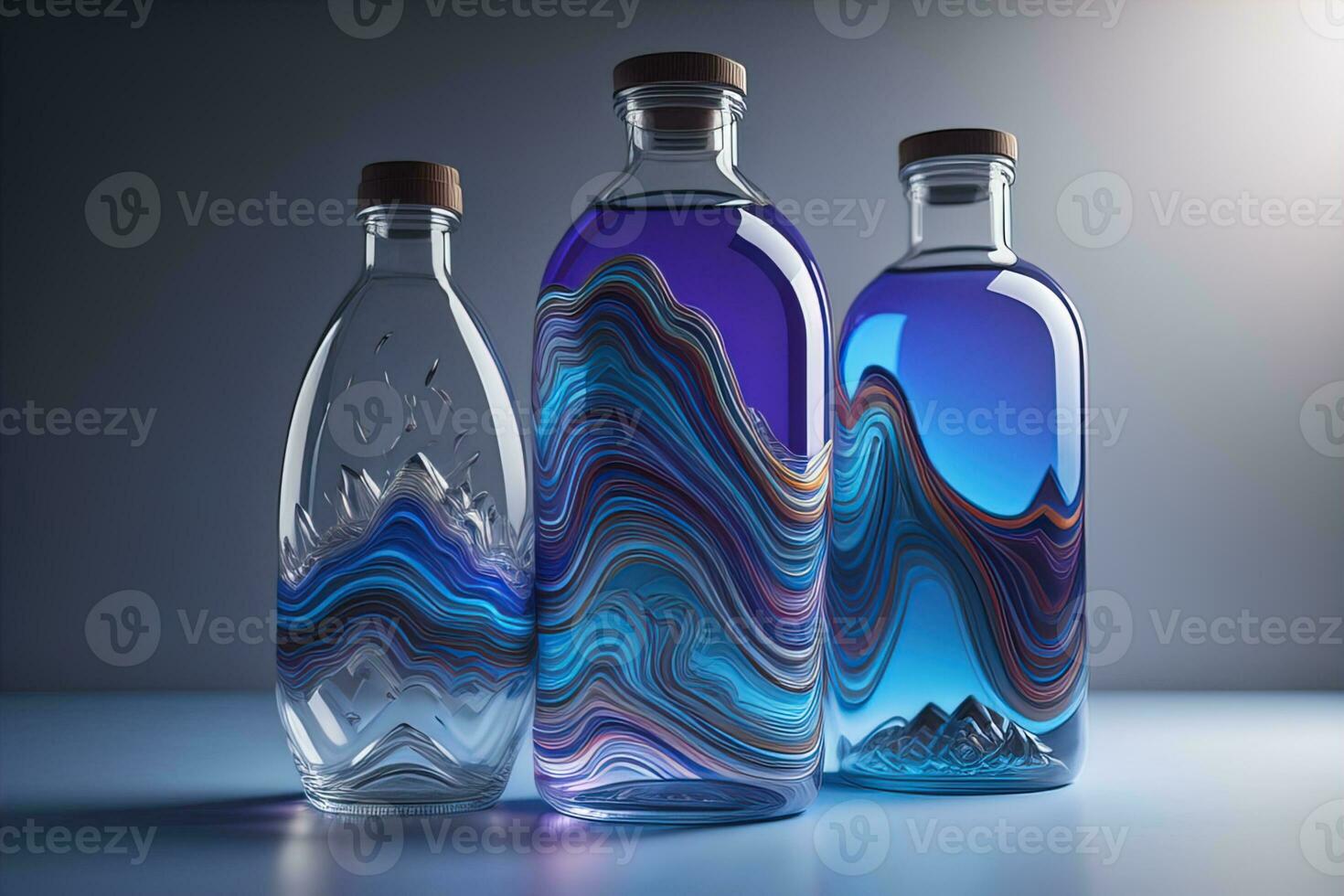 Bottle of water on solid color background. ai generative photo