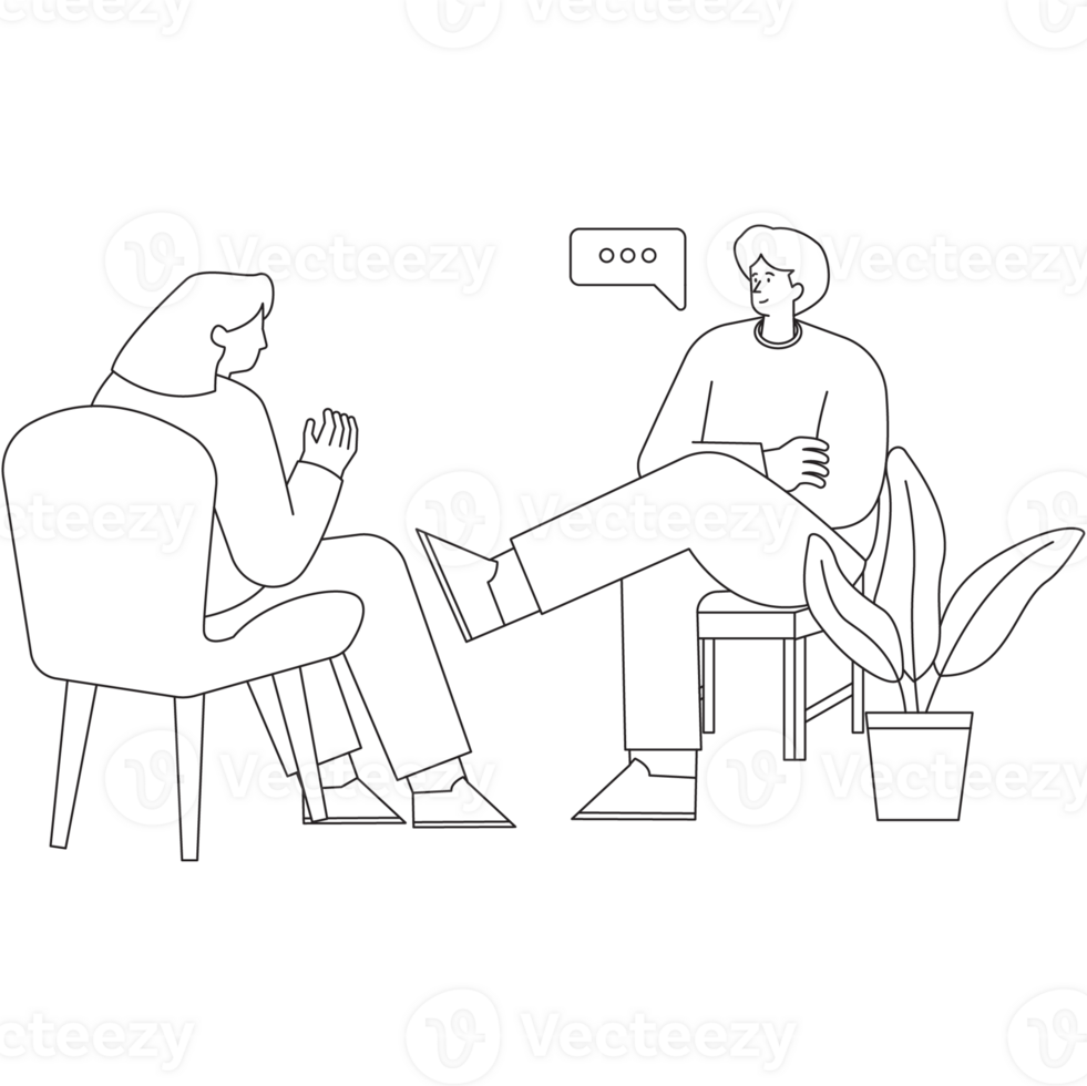 Conversation People Communication Outline 2D Illustration png