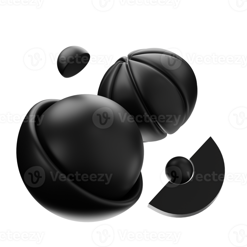 Abstract Shape Black Matte 9 3D Illustration png