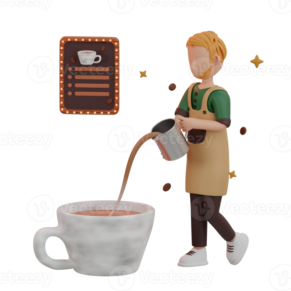 Coffee Shop 5 Character 3D Illustrations png