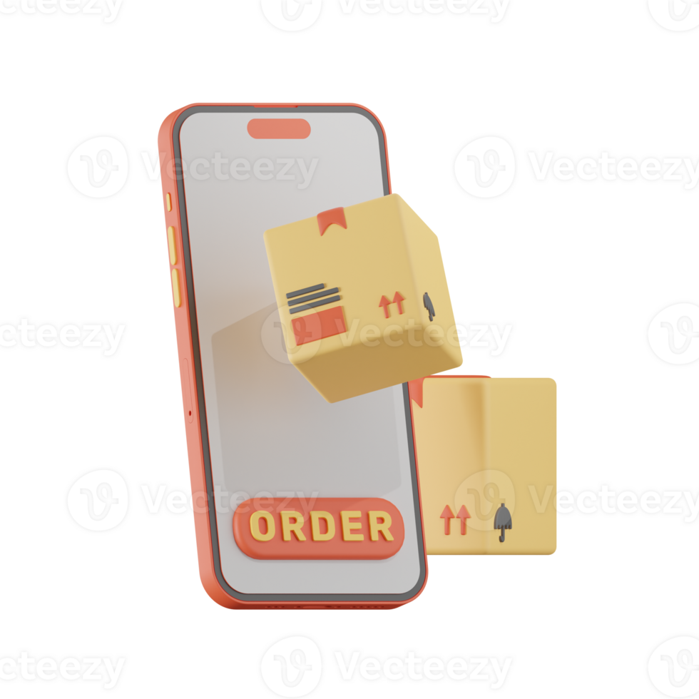 Online Order Delivey Package 3D Illustrations png