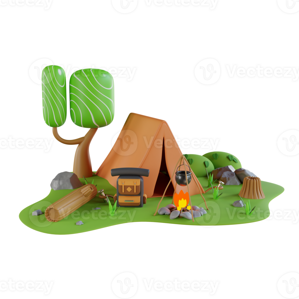Camping Travel 3D Illustration png