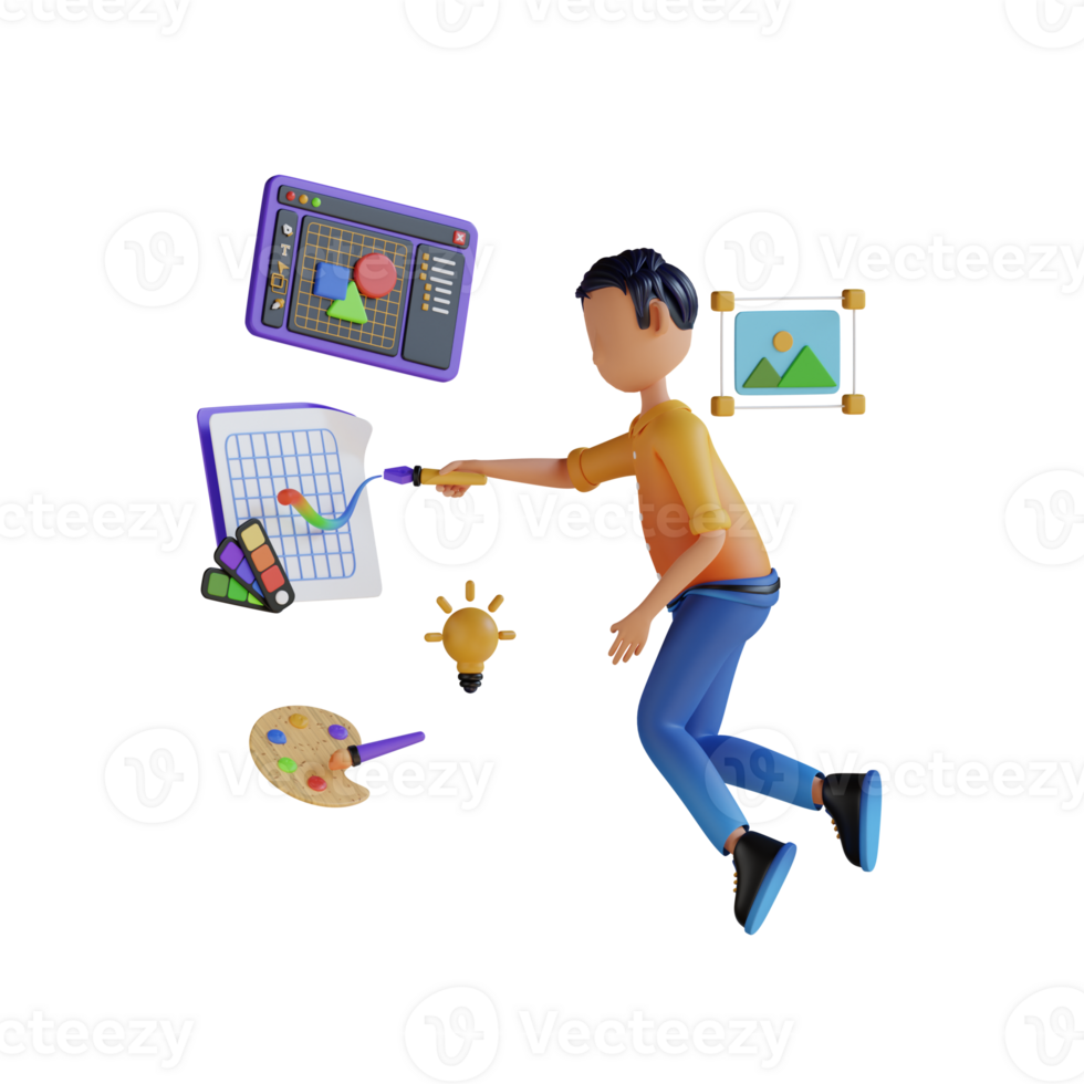 Graphic Designer Showing Thumbs Digital Worker 3D Illustrations png