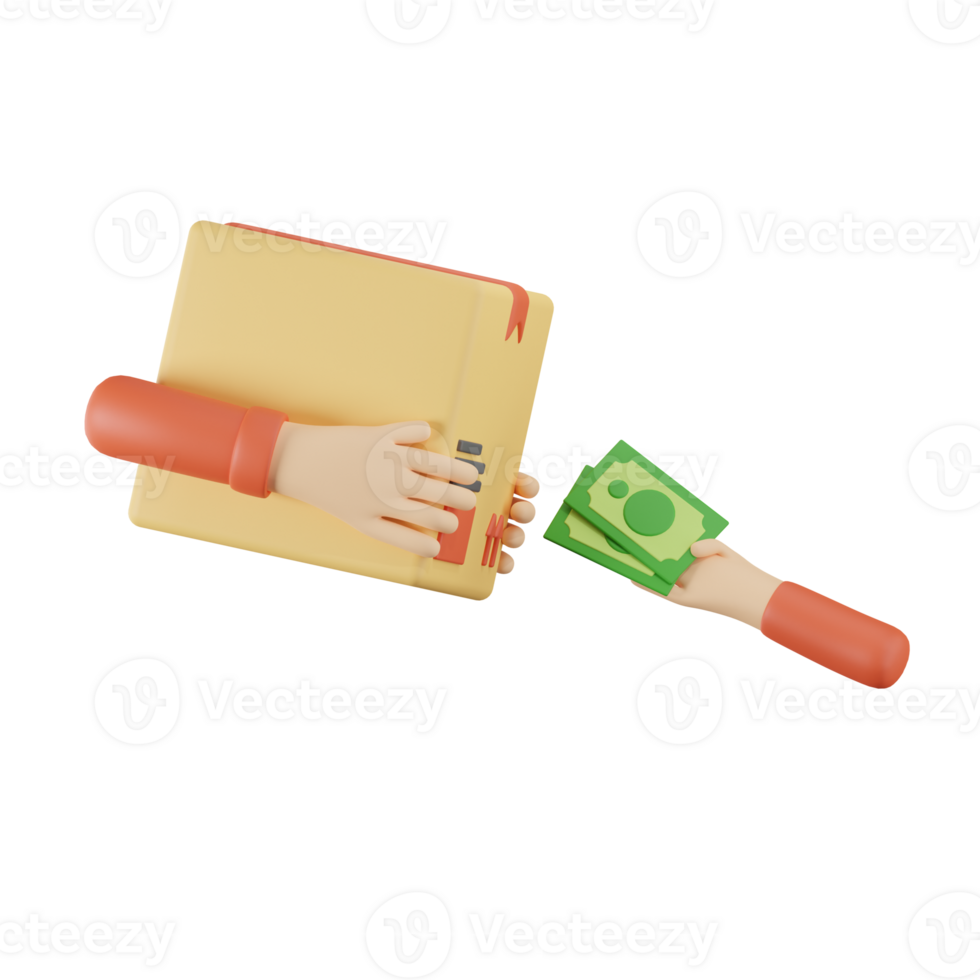 Cash On Delivery Delivey Package 3D Illustrations png