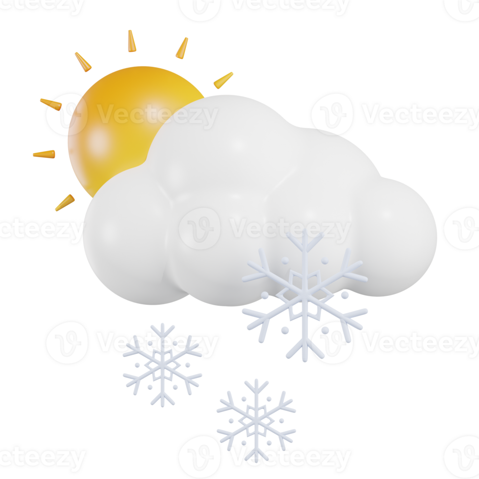 Sun Cloud Snow Rain Weather 3D Illustration png