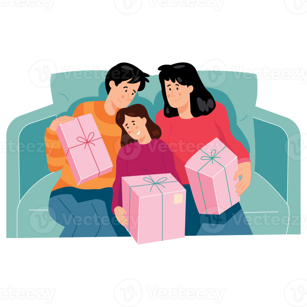 Gift Box with Ribbon Mothers Day Color 2D Illustrations png