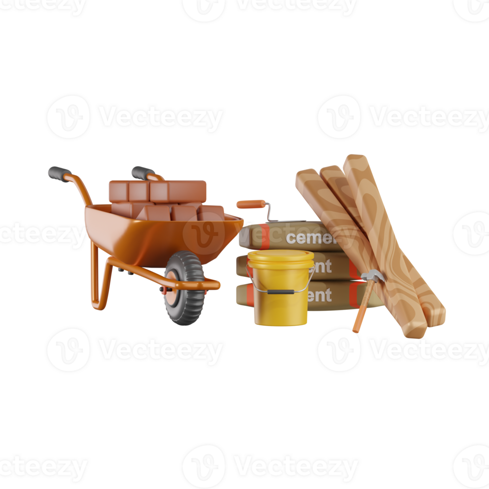 Trolly Construction  3D Illustrations png