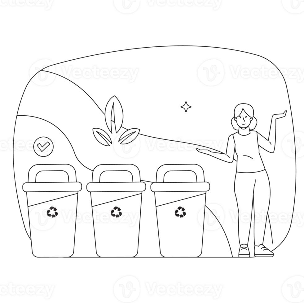 Recycling Waste For Renewable Energy Save Energy 2D Outline Illustrations png