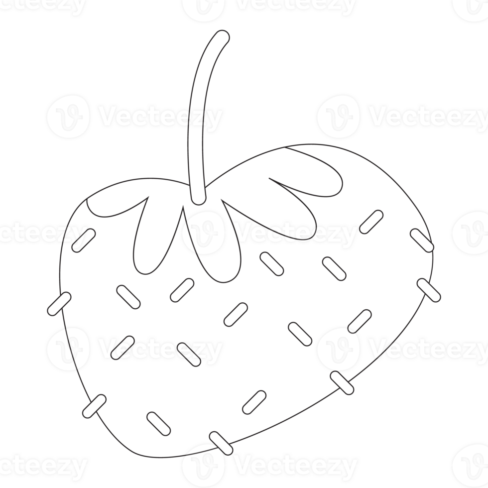 Strawberry Valentine Sticker Outline 2D Illustration png