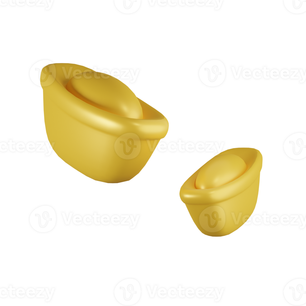 Ingot Chinese New Year 3D Illustrations png