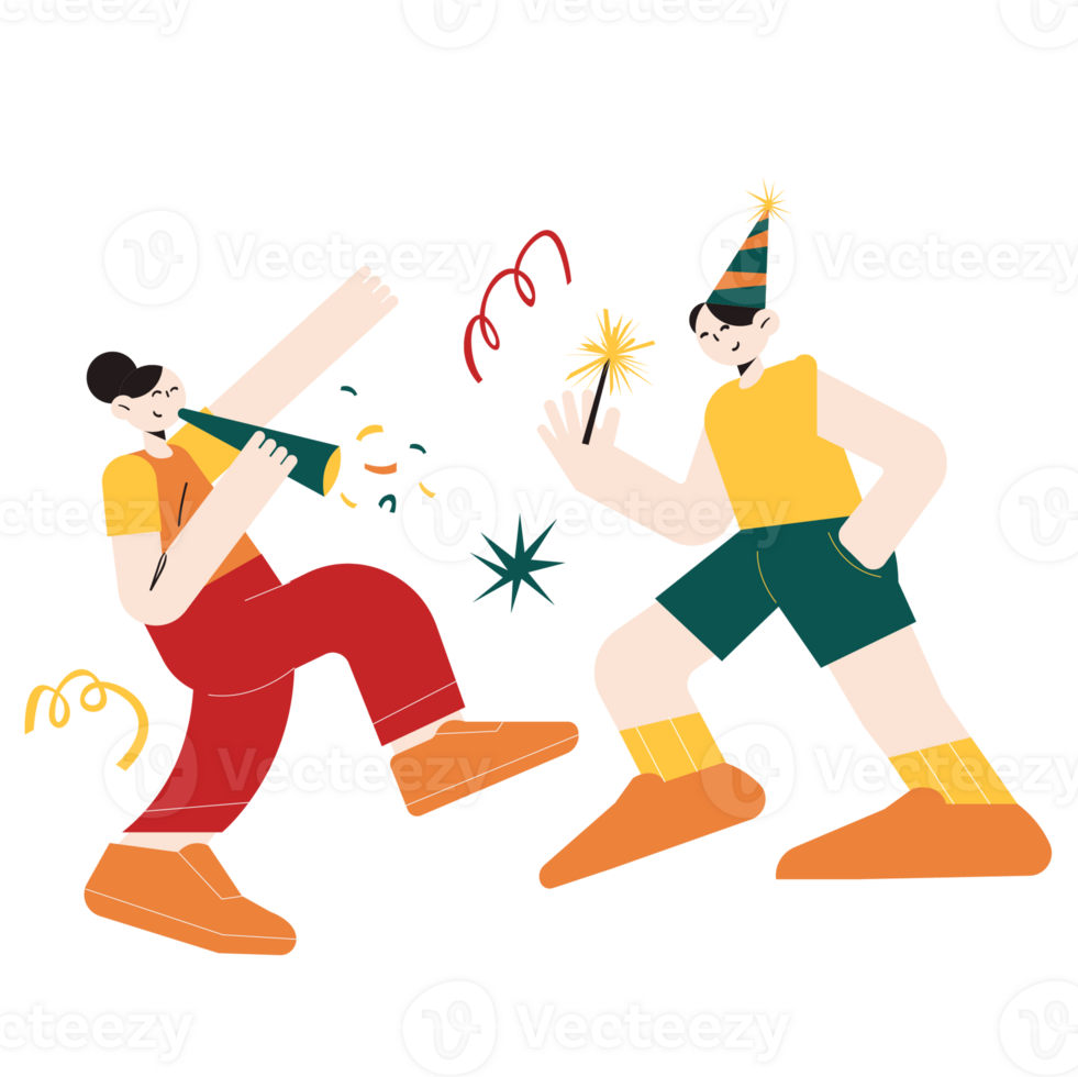 New Year Party Color 2D Illustration png