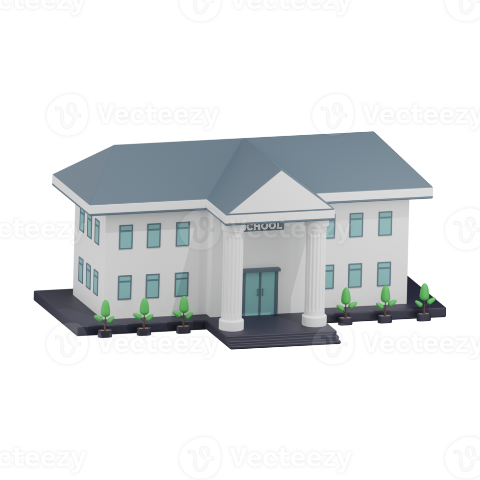 School Building 8 Left Angle 3D Illustration png