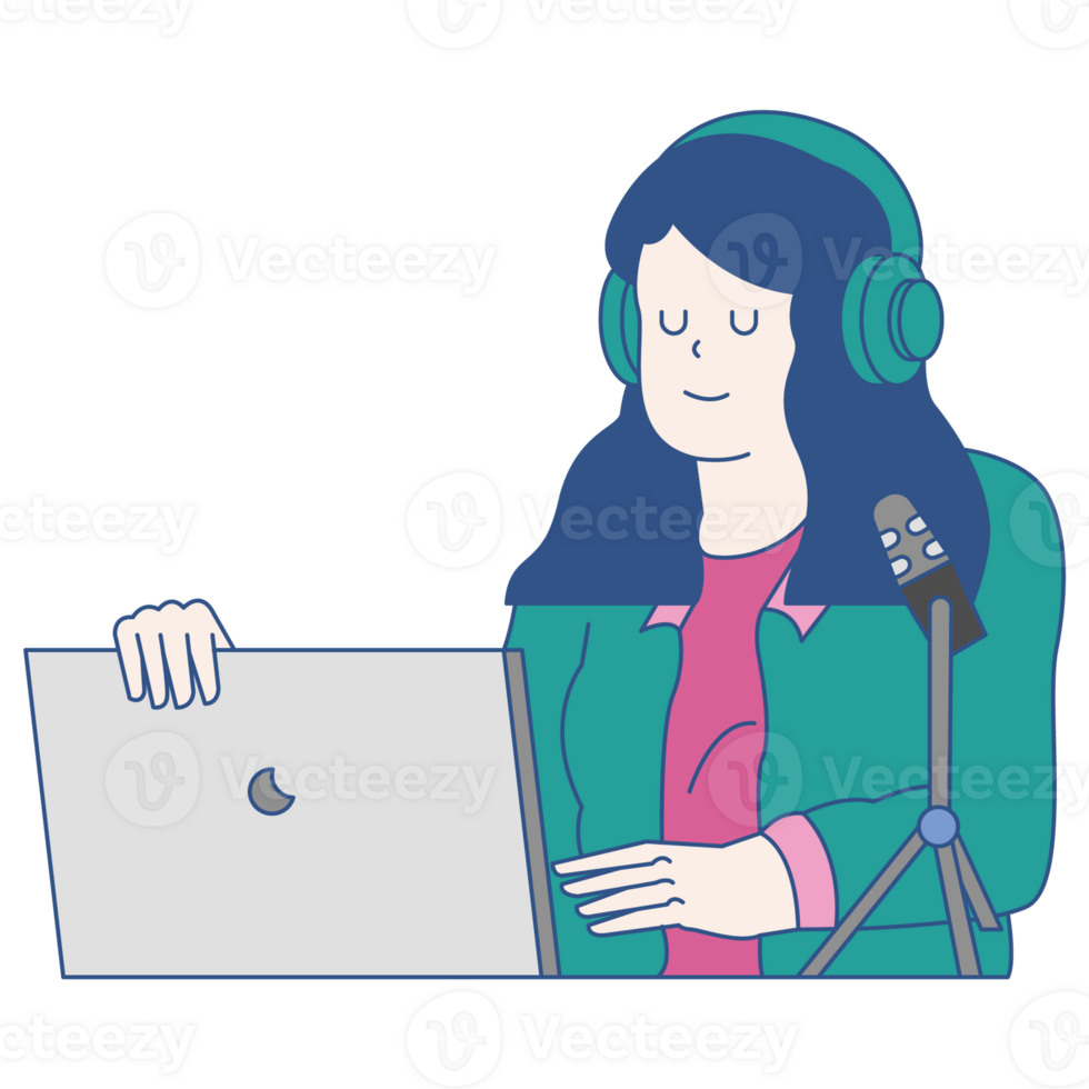 Listen Carefully to Podcasts  Color 2D Illustration png