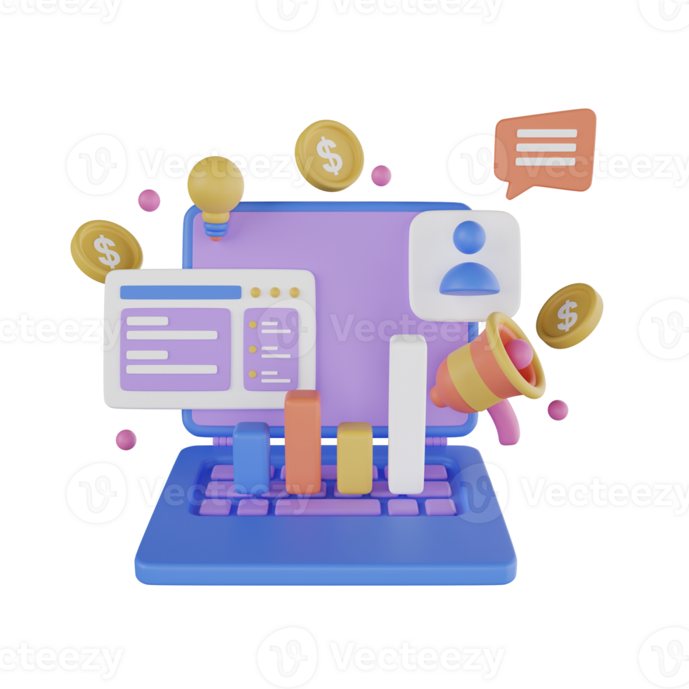 Diagramm Digital Marketing 3d Illustration png