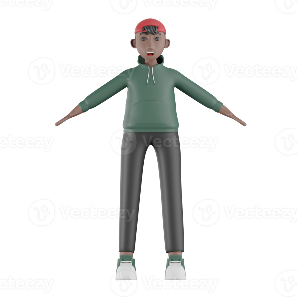 Boy With Skintone Black Basic Character 3D Illustrations png