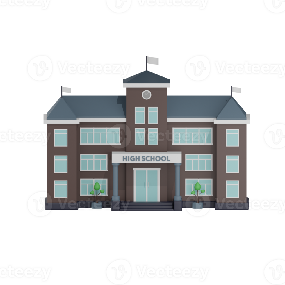 School Building 11 3D Illustration png