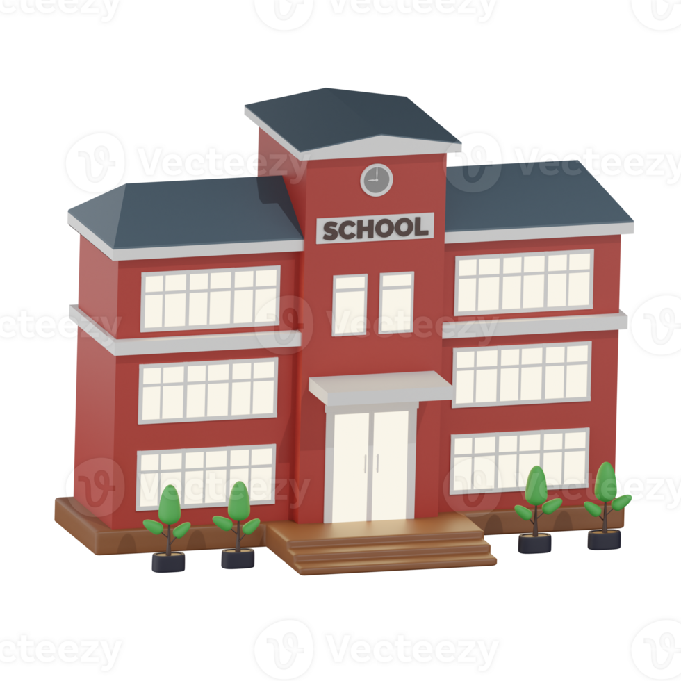 School Building 6 Left Angle 3D Illustration png