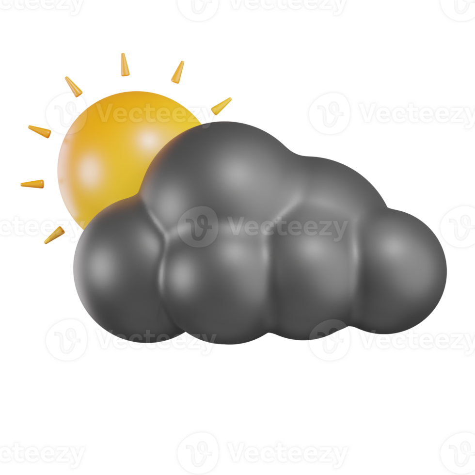 Sun Cloudy Without Rain Weather 3D Illustration png