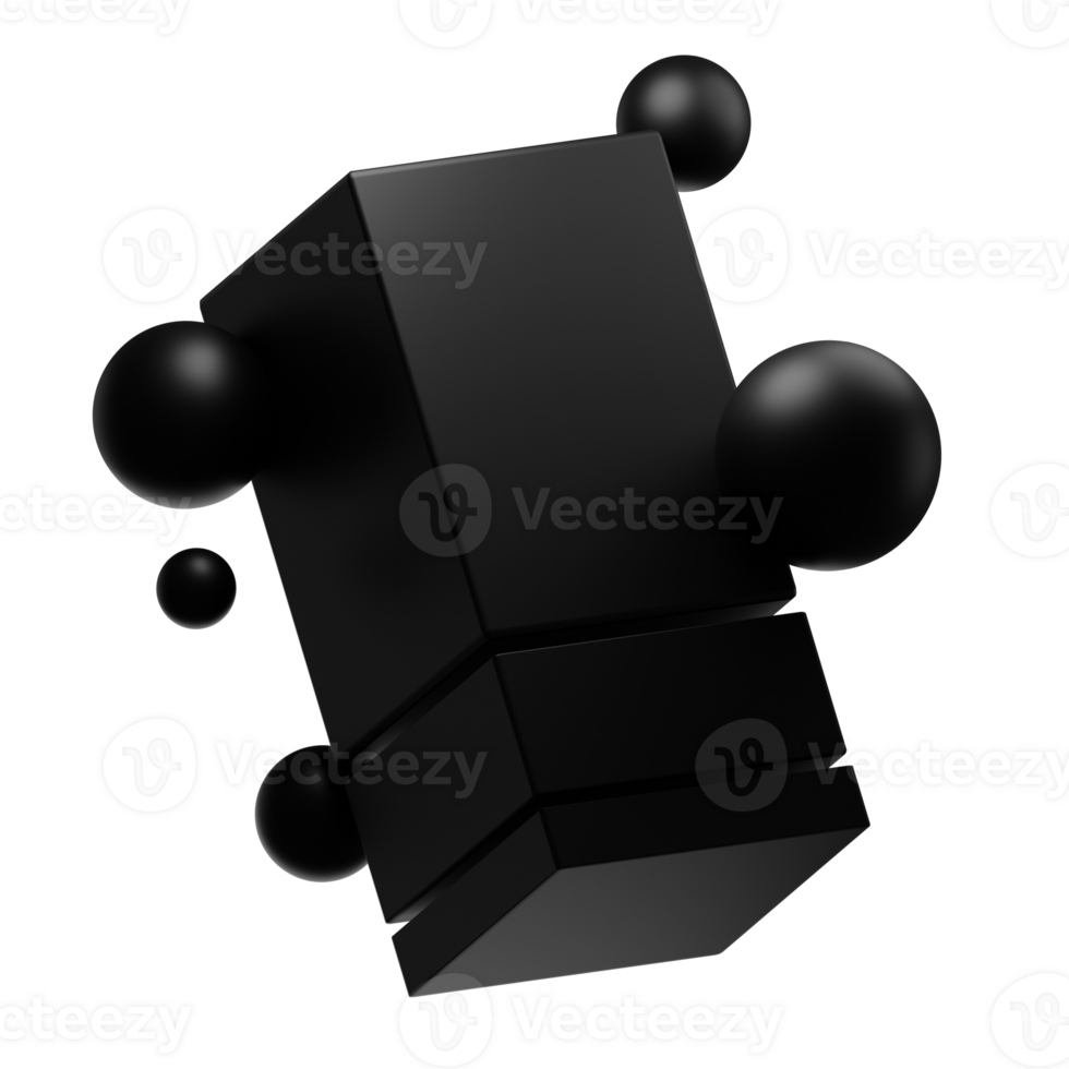 Abstract Shape Black Matte 4 3D Illustration png