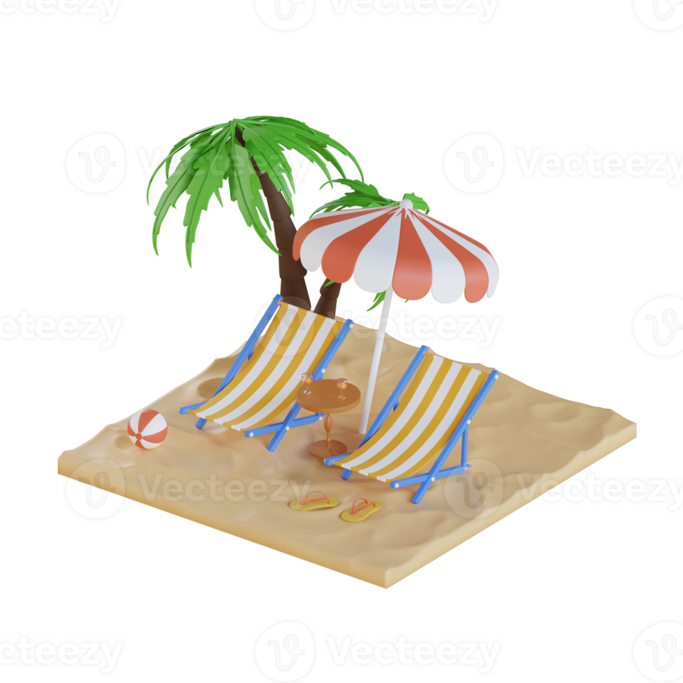 playa viaje 3d ilustración png