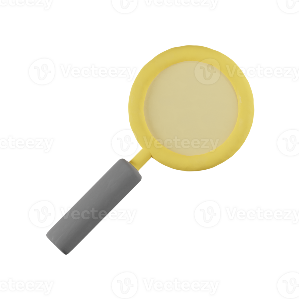 Magnifying Glass Clay Essential Object 3D Illustrations png