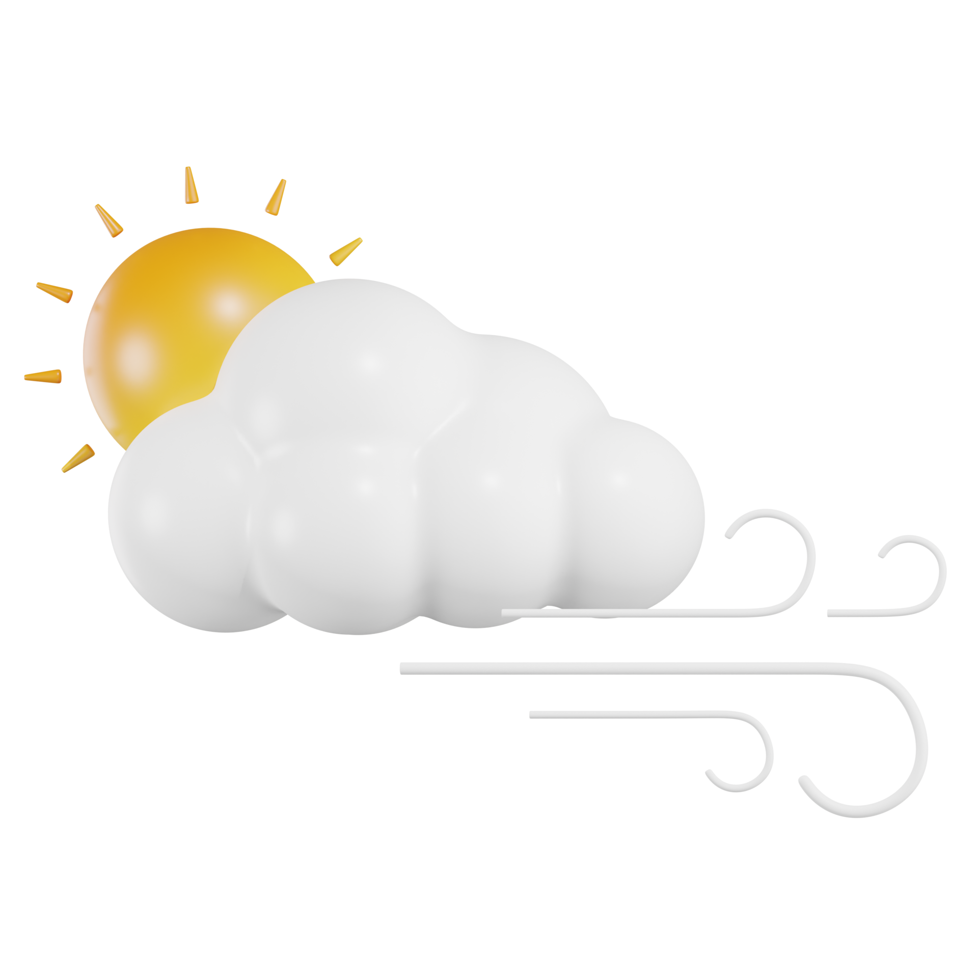 Sun Cloud With Wind Weather 3D Illustration 27050120 PNG
