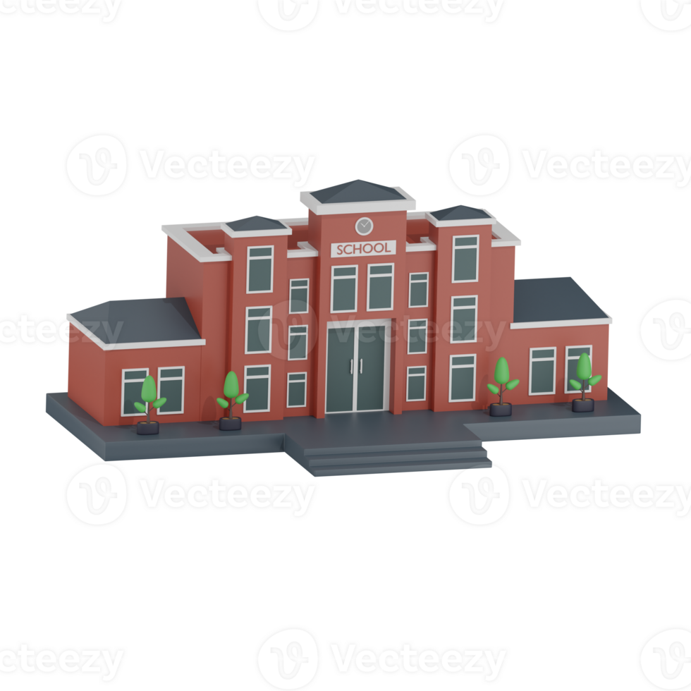 School Building 15 Left Angle 3D Illustration png