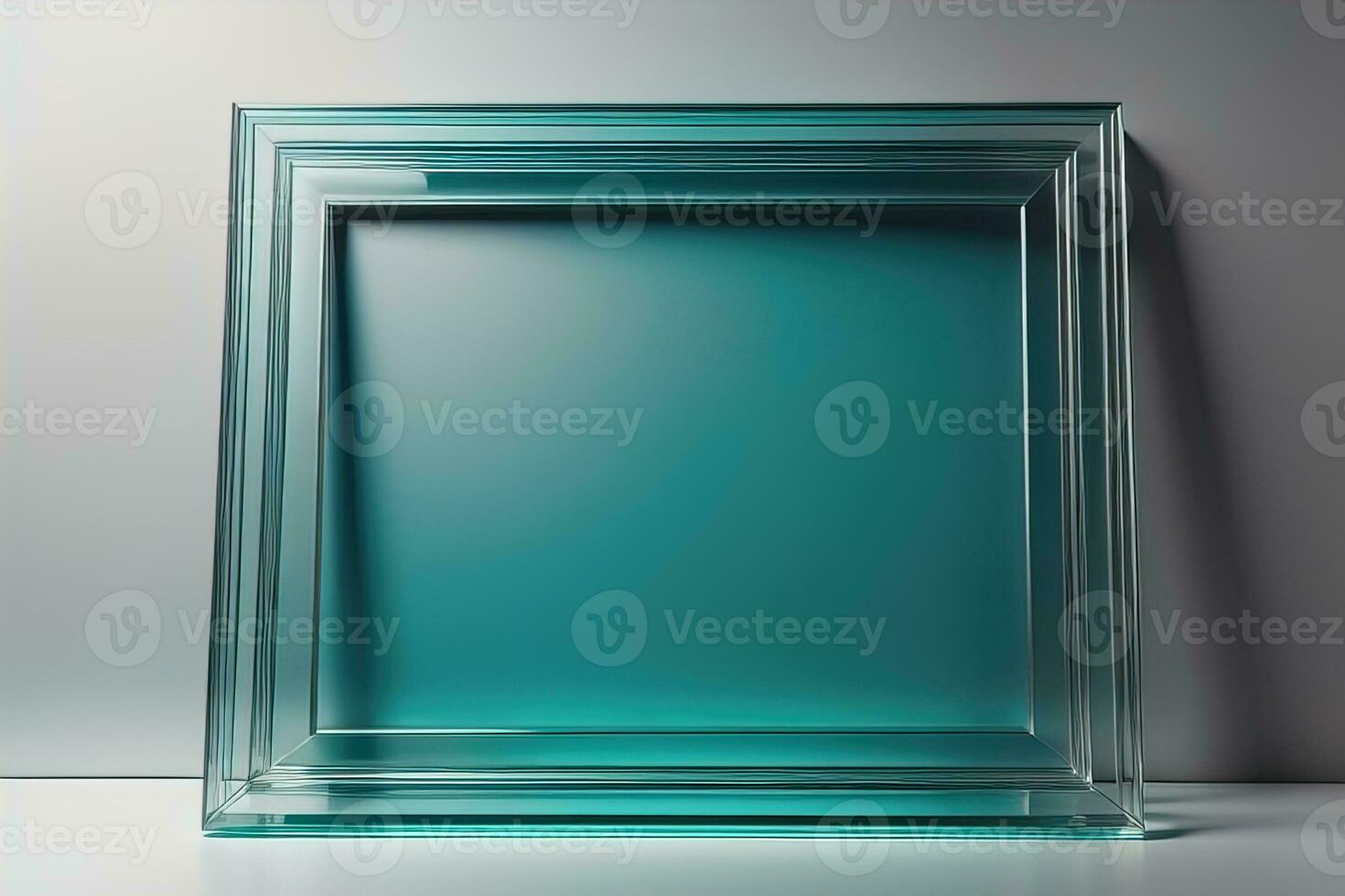 Glass picture frame on a solid color background. ai generative photo