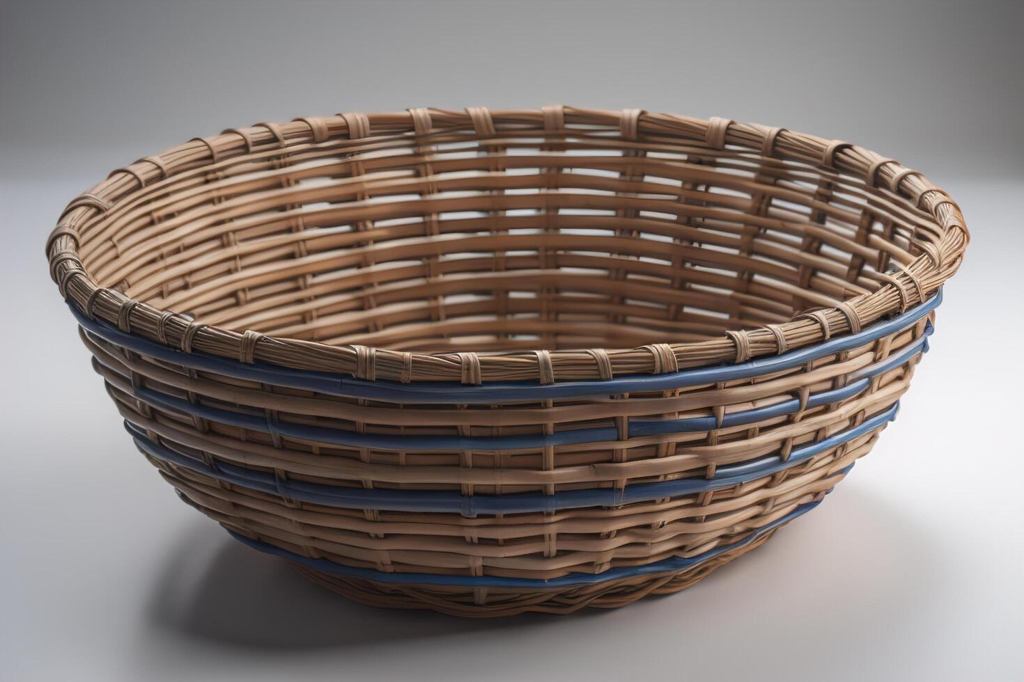 Empty wicker basket isolated on white background. photo
