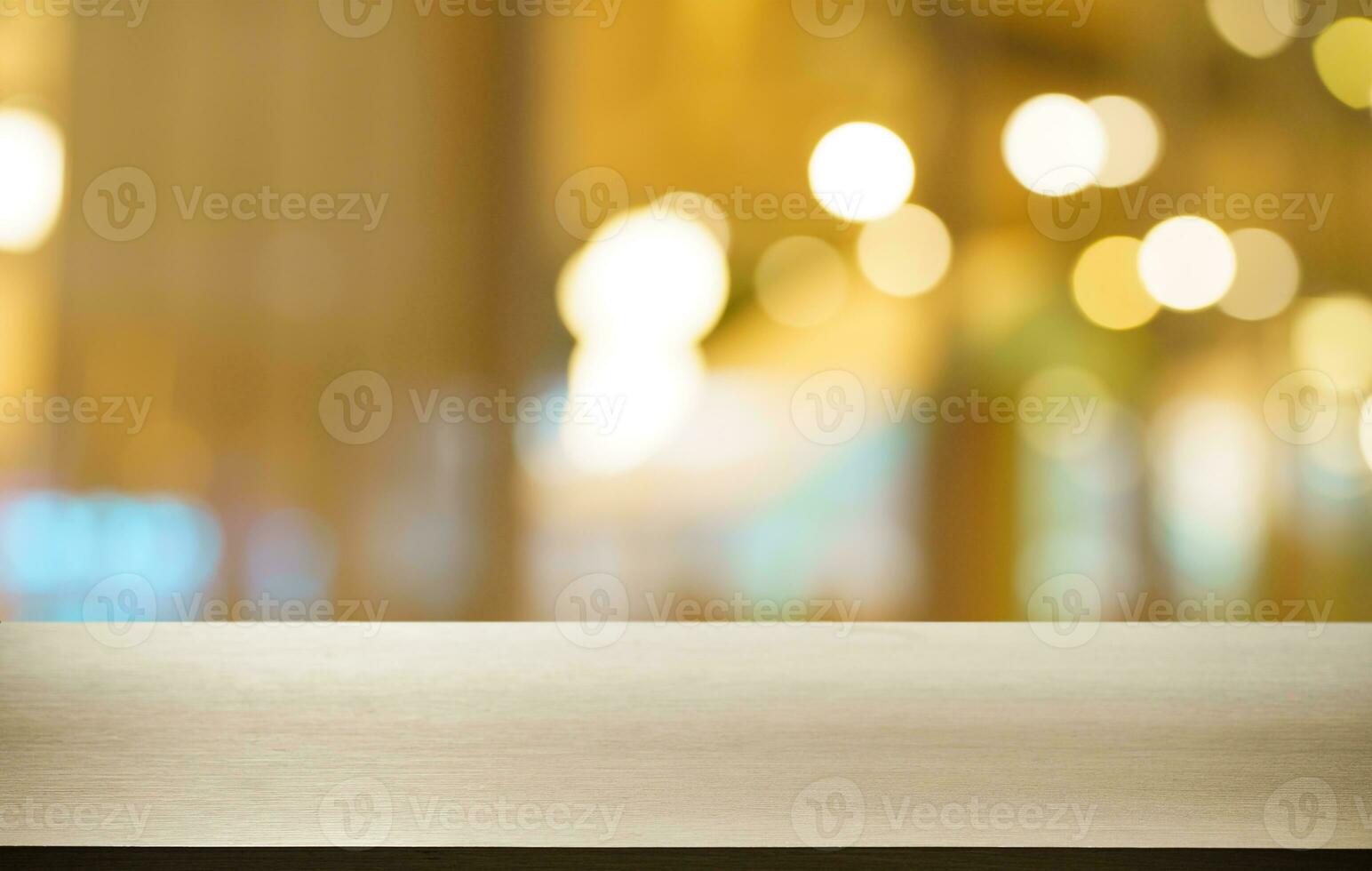 Empty wood table top and blur of out door garden background Empty wooden table space for text marketing promotion. blank wood table copy space for background photo