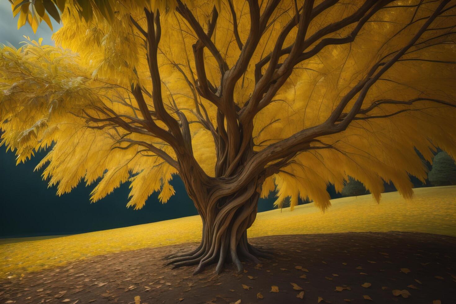 Autumn tree with yellow leaves. photo