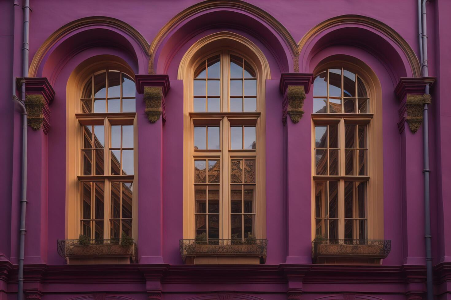 Beautiful windows of a historic building. photo