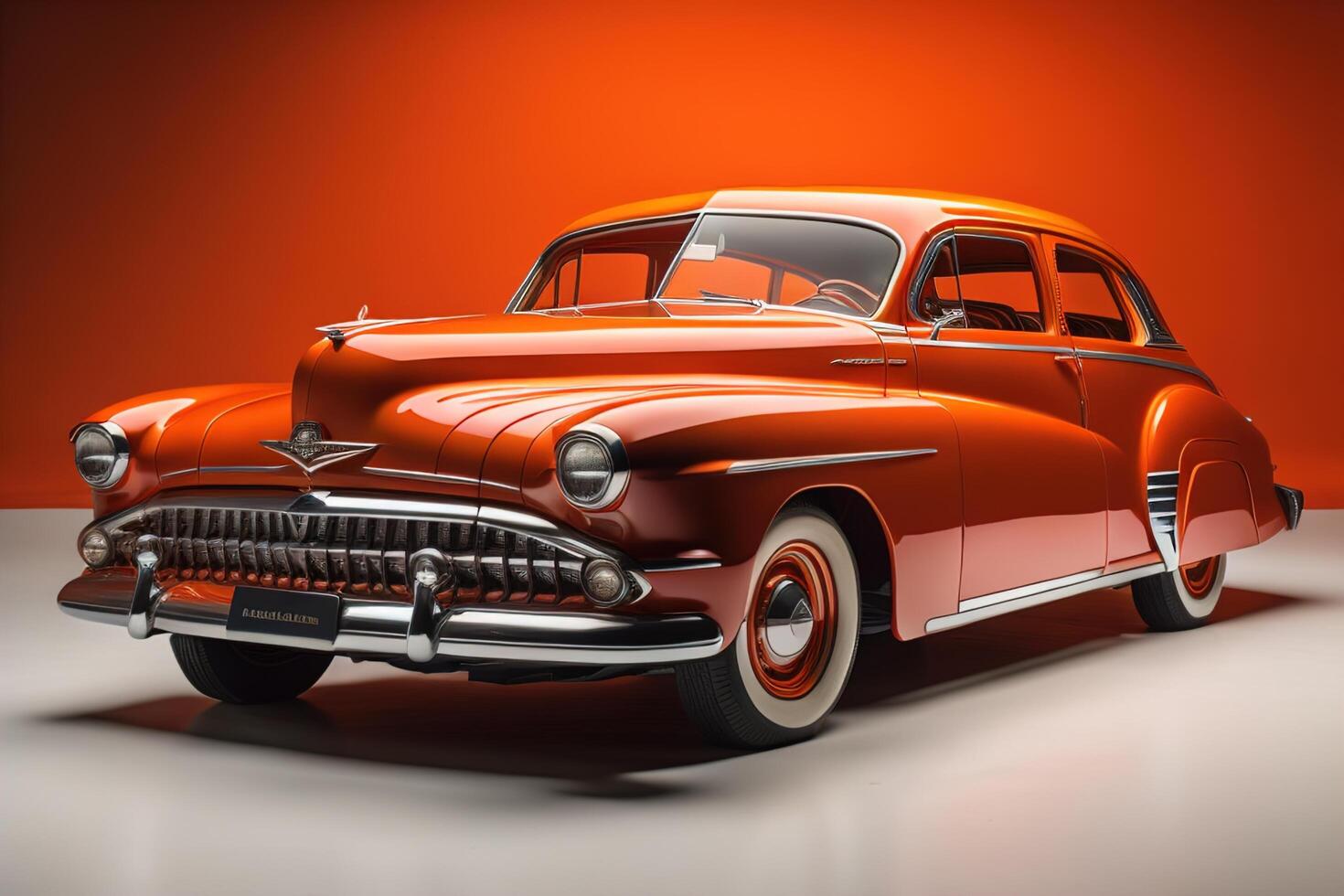 Classic car on a orange background. photo