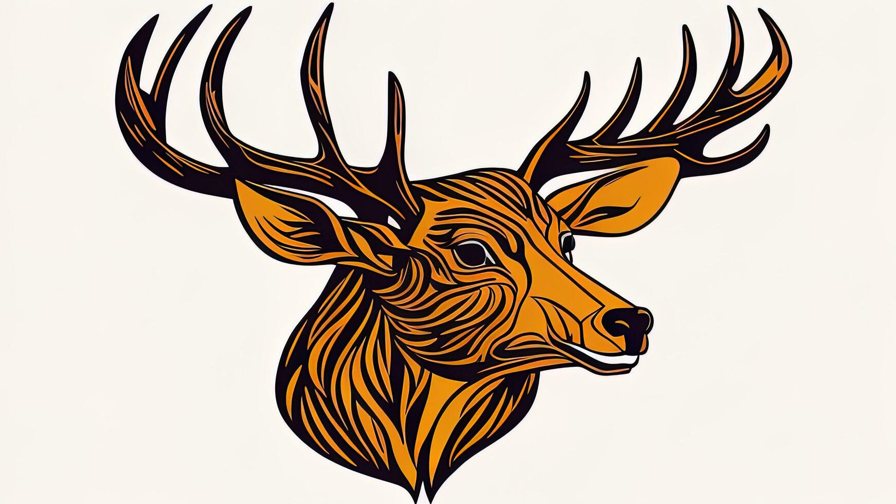 Deer head with big antlers. Vector illustration photo