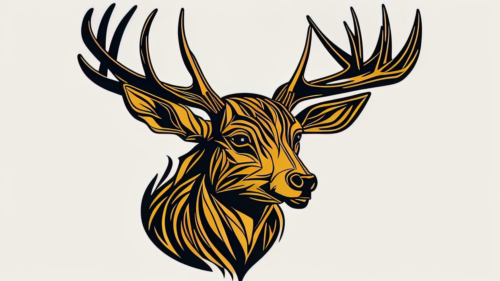 Deer head with big antlers. Vector illustration photo