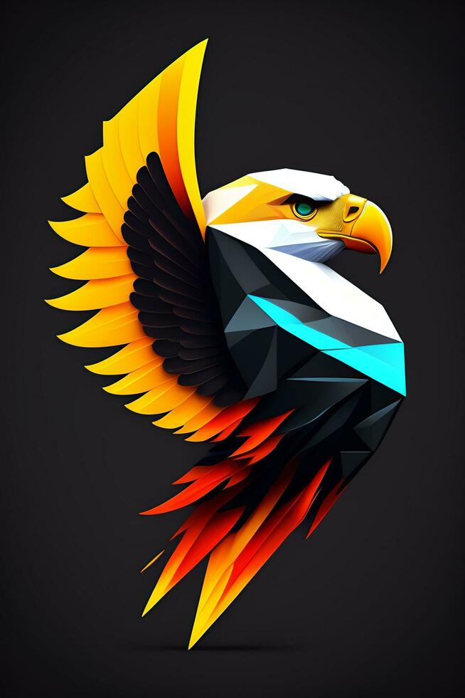 Eagle head low poly style. 3d illustration. Polygonal style. photo