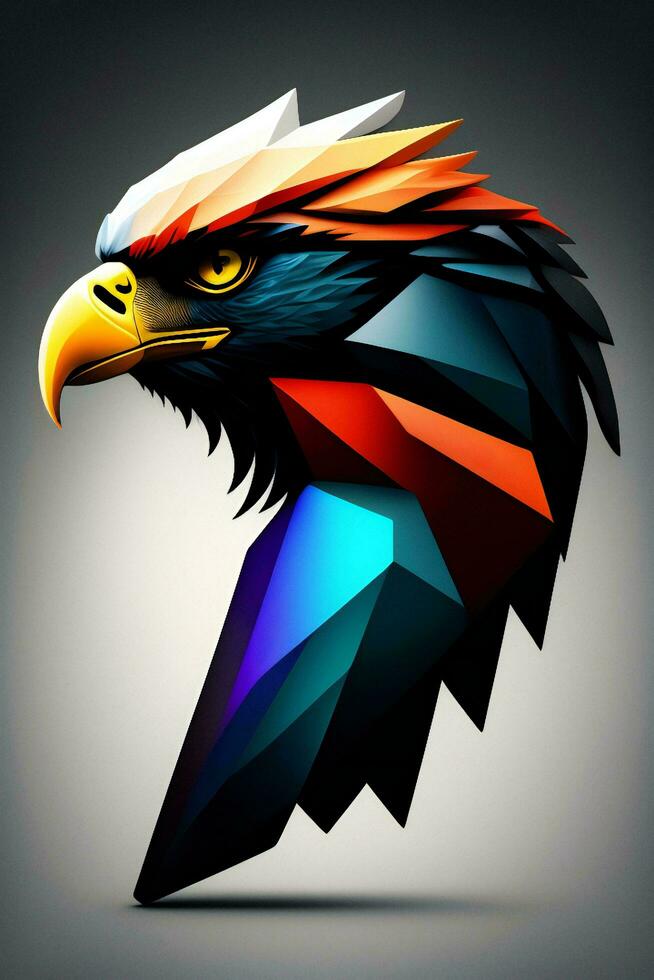 Eagle head low poly style. 3d illustration. Polygonal style. photo