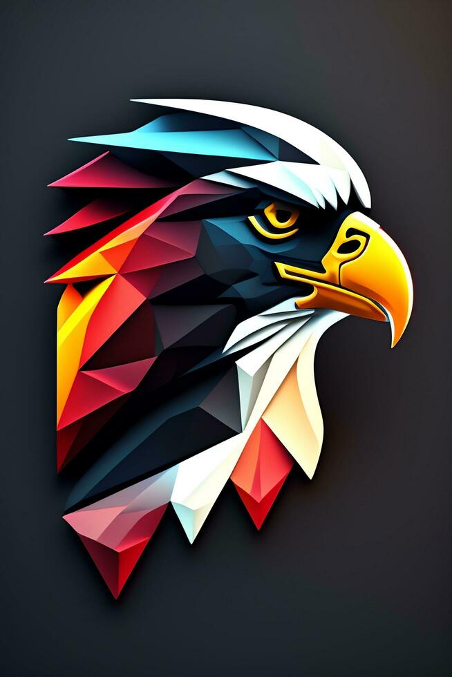 Eagle head low poly style. 3d illustration. Polygonal style. photo