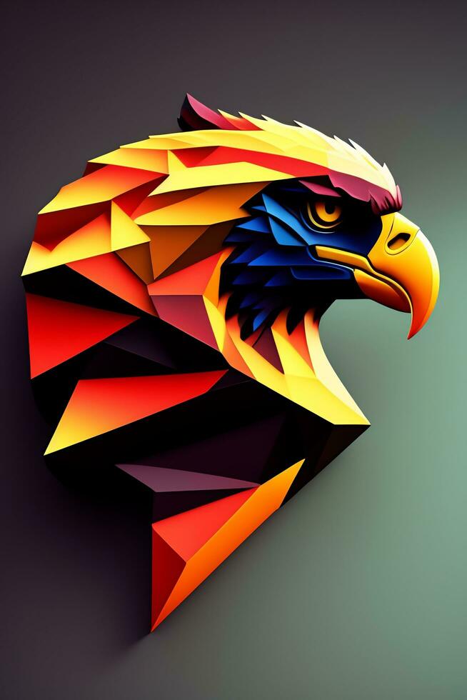 Eagle head low poly style. 3d illustration. Polygonal style. photo