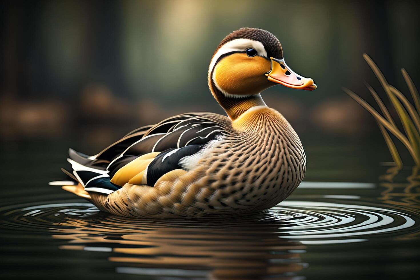 Mallard duck swimming on the water. generative ai 27056995 Stock Photo ...