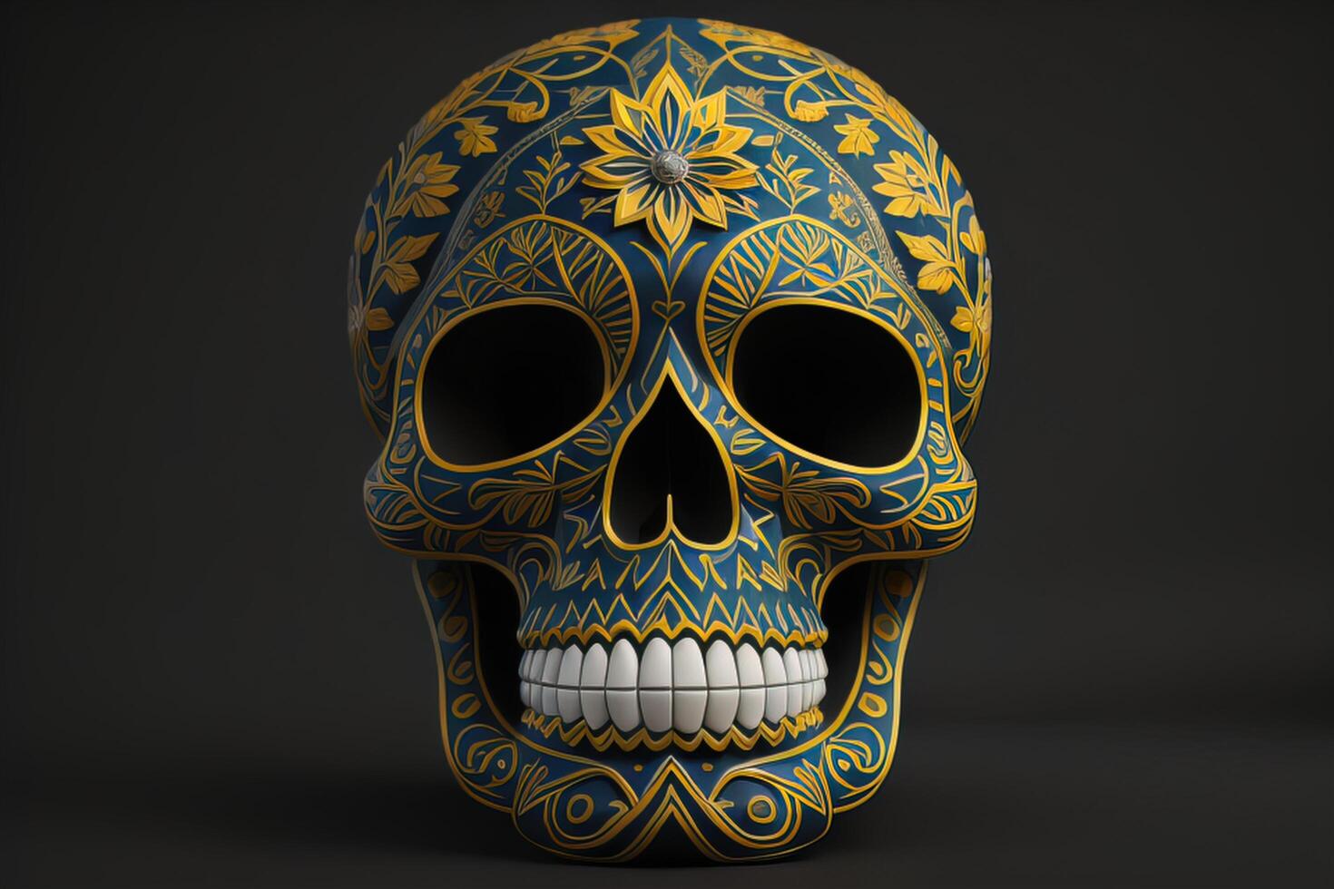 Mexican sugar skull on dark background. photo