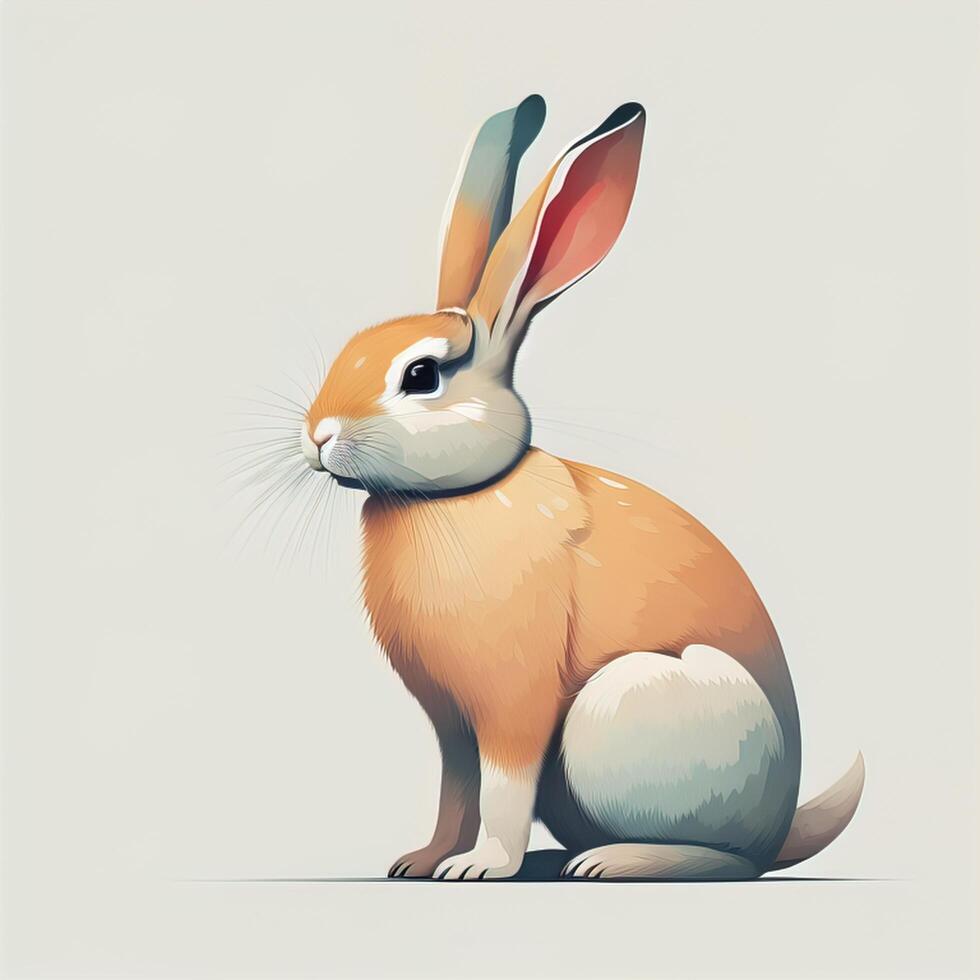 Rabbit illustration. Cute cartoon bunny on a light background. photo