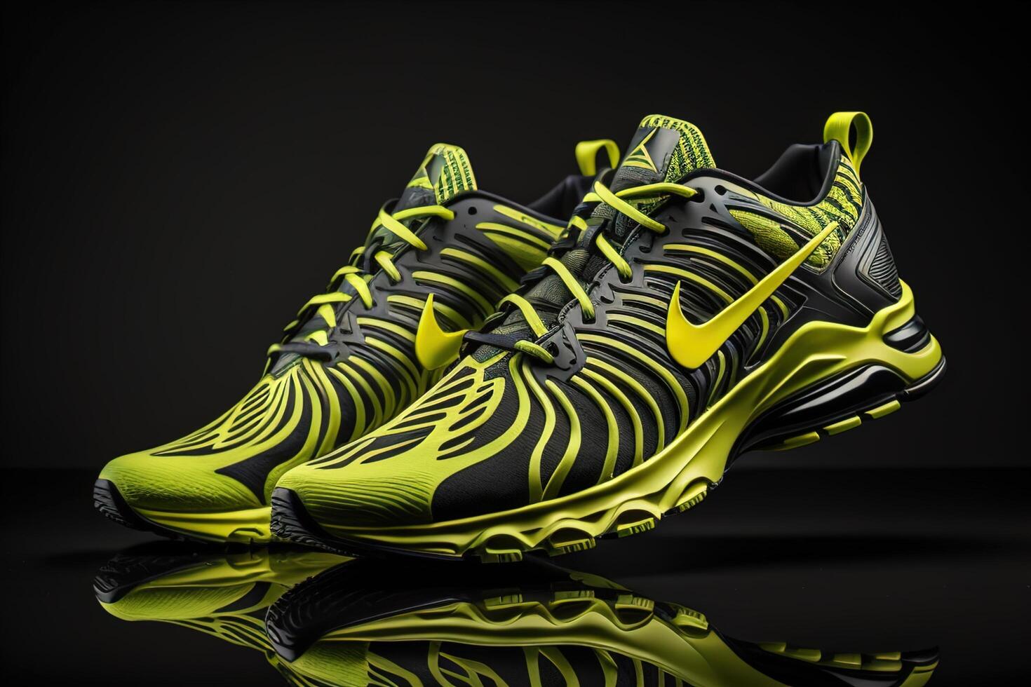 Running shoes on a black background. photo