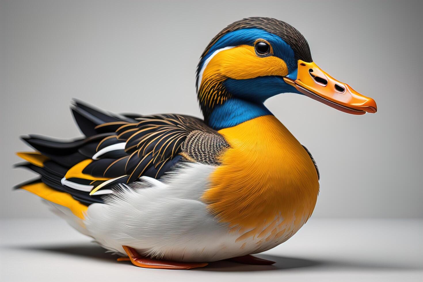 a duck isolated on gray background. photo