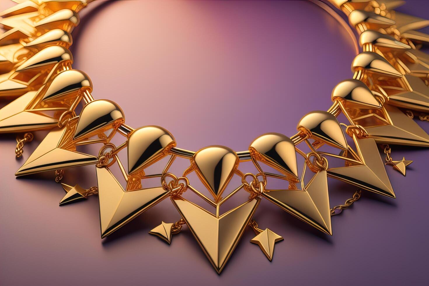 golden hearts over purple background with vignette. photo