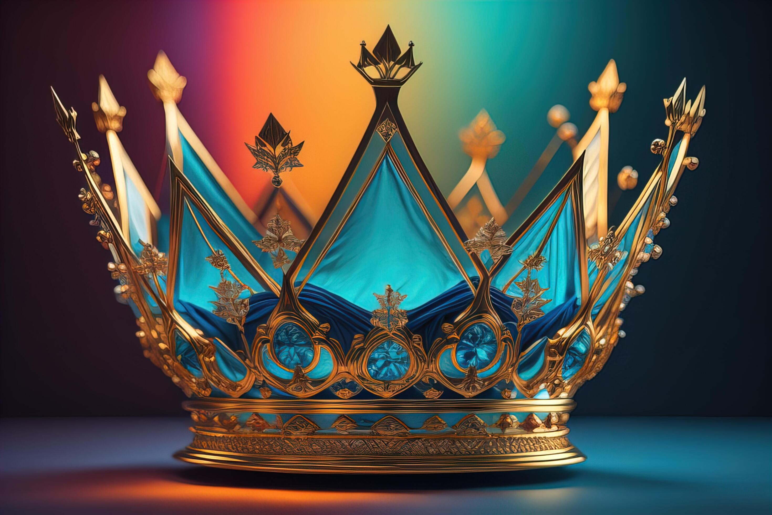 royal crown with blue and gold on colorful background. 27057422 Stock