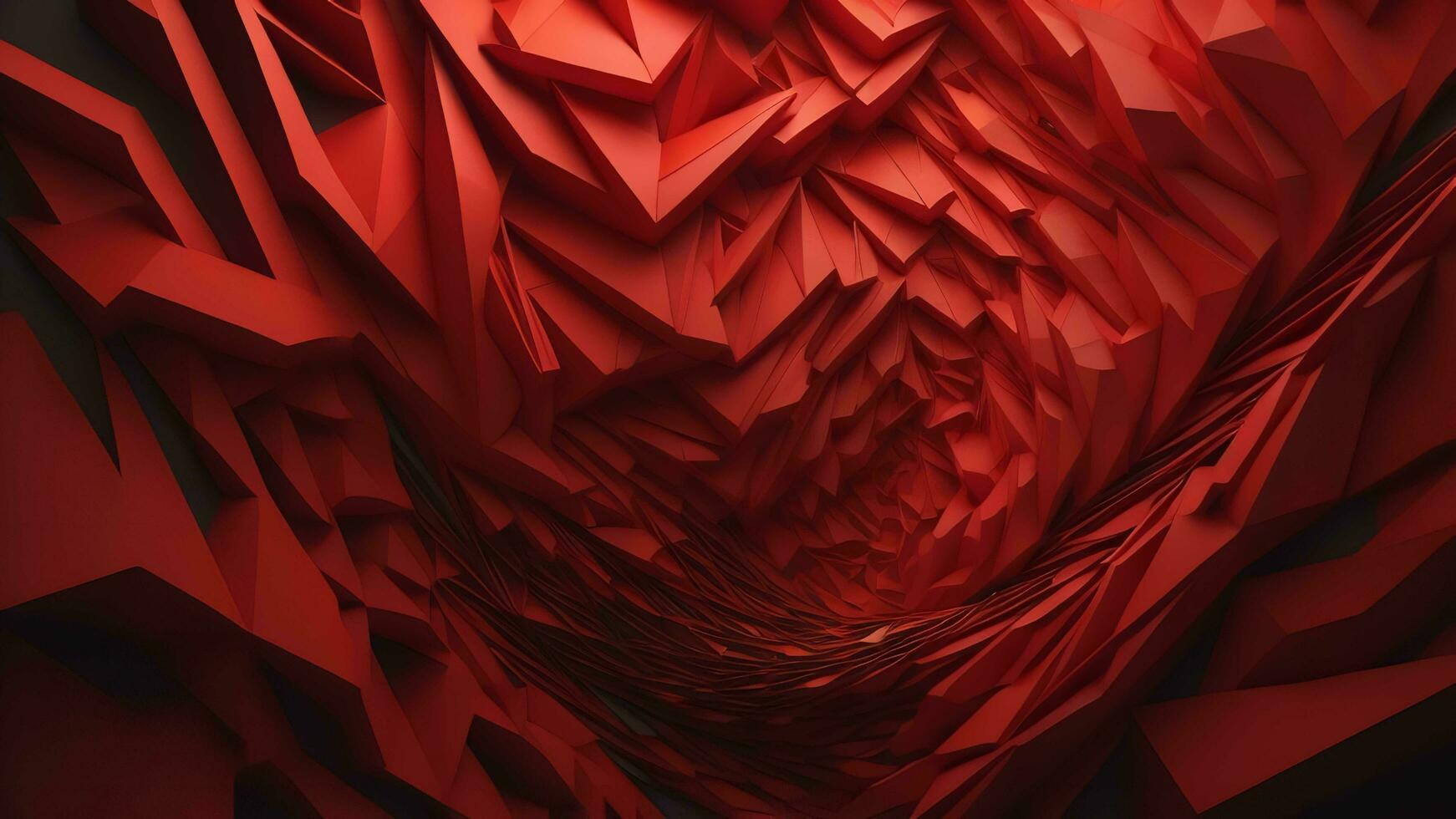 Abstract chaotic red polygonal structure. Futuristic background. generative ai photo