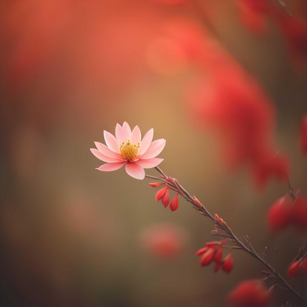 Beautiful pink flower on blurred nature background, vintage color tone. photo