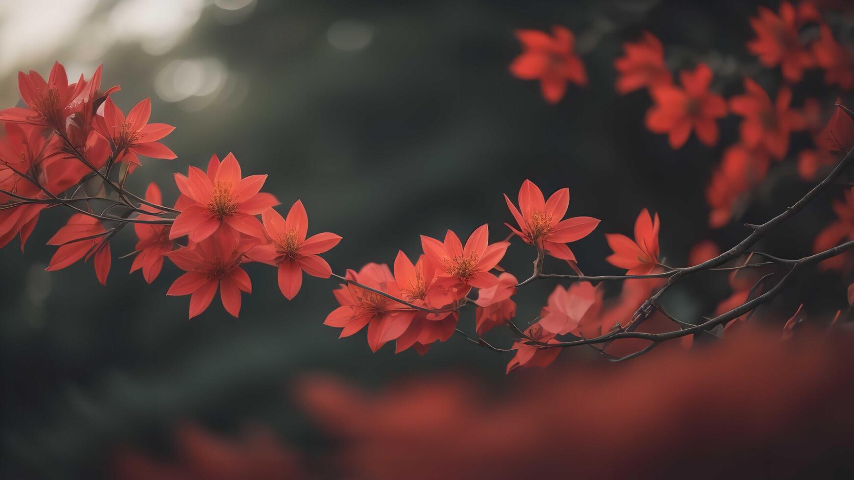 hermosa rojo flores en el jardín. naturaleza antecedentes. tonificado generativo ai foto